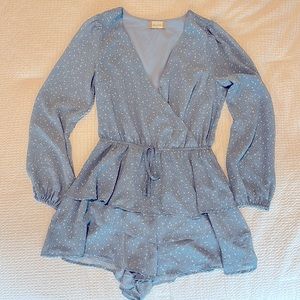 Altar’d State Blue Long-Sleeved Romper